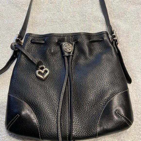 Brighton Heart Black Leather Medium Crossbody Shoulder Purse - Picture 2 of 11